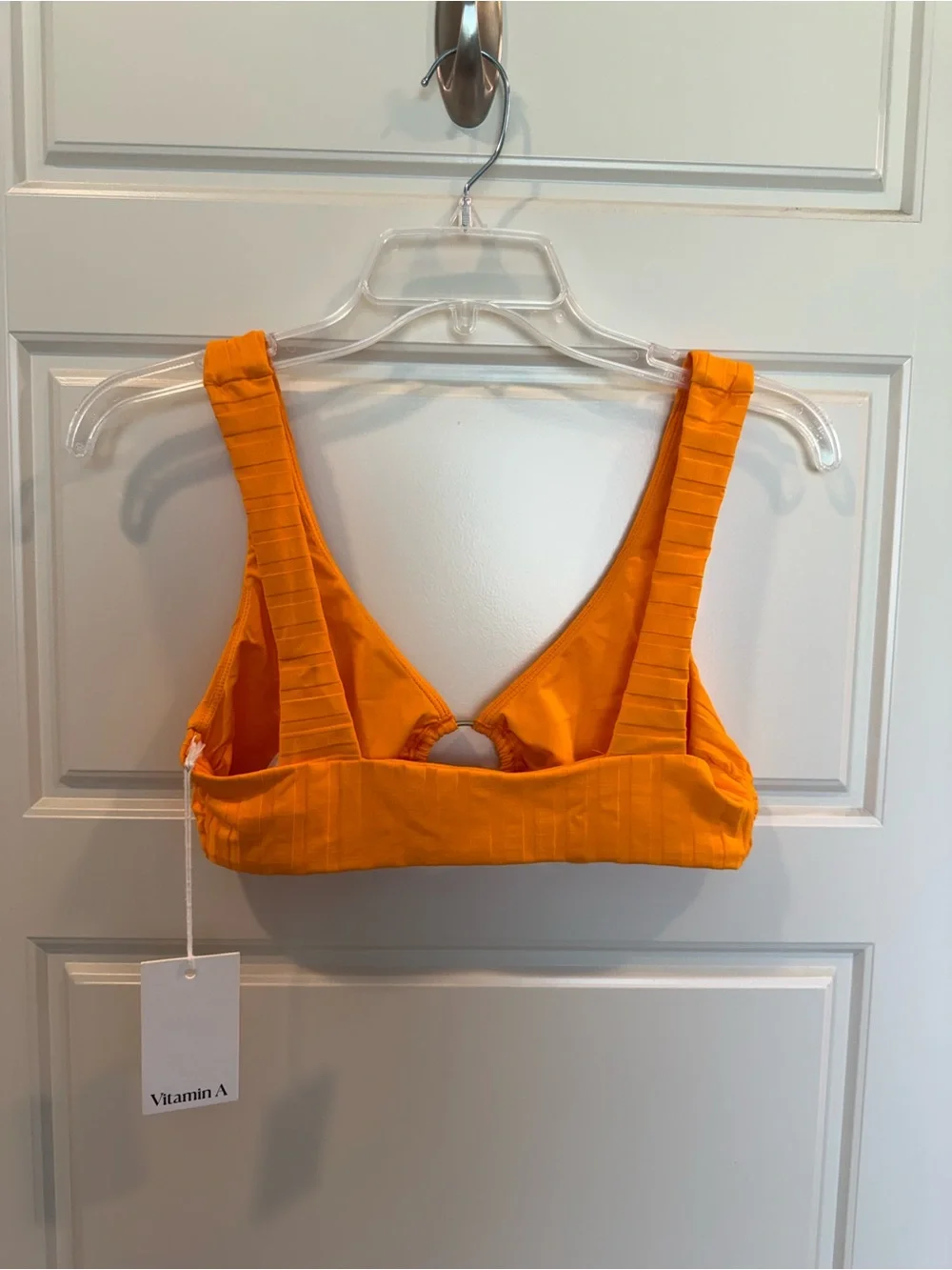 Vitamin A Skylar Ring Bikini Top Super Rib Tangerine XL NWT
